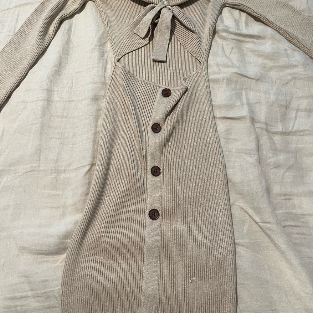 Missguided Beige Knit Cardigan with Button Detail